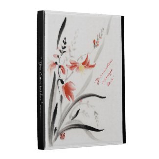 Classic oriental chinese sumi-e ink flowers paint iPad case