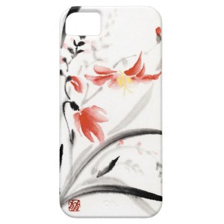 Classic oriental chinese sumi-e ink flowers paint iPhone 5 cover