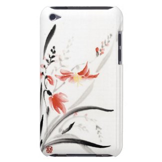 Classic oriental chinese sumi-e ink flowers paint iPod touch cases
