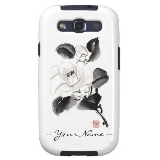 Classic oriental chinese sumi-e ink flowers paint samsung galaxy s3 cover