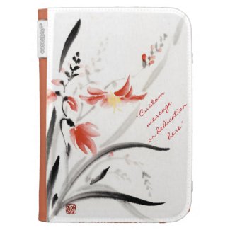 Classic oriental chinese sumi-e ink flowers paint kindle folio cases