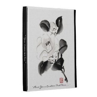 Classic oriental chinese sumi-e ink flowers paint iPad folio cover