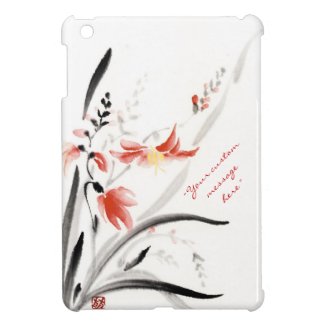 Classic oriental chinese sumi-e ink flowers paint cover for the iPad mini