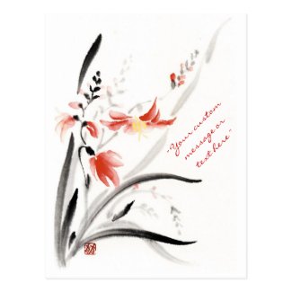 Classic oriental chinese sumi-e ink flowers paint post cards