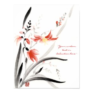 Classic oriental chinese sumi-e ink flowers paint print