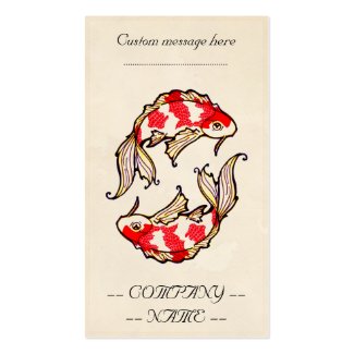 Classic oriental japanese koi carp fish tattoo business card template