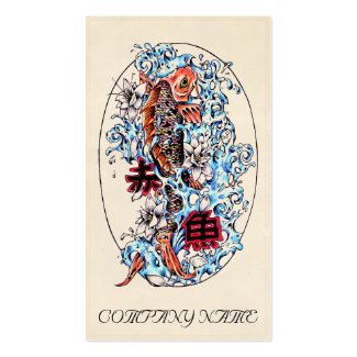 Classic oriental japanese red dragon god tattoo business card template