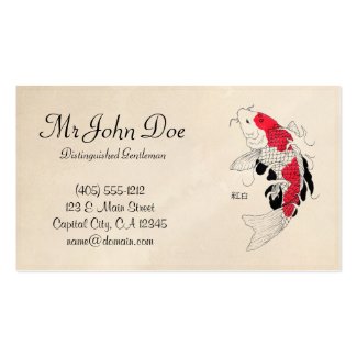 Classic oriental japanese red koi fish tattoo business card