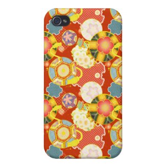 Classic oriental japanese vibrant kimono pattern iPhone 4/4S cover