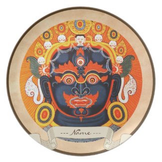 Classic oriental tibetan thangka god tattoo art party plates