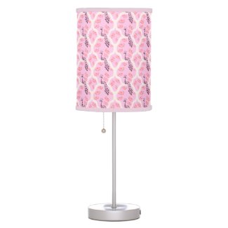 Classic pastel oriental peacock japanese pattern table lamp