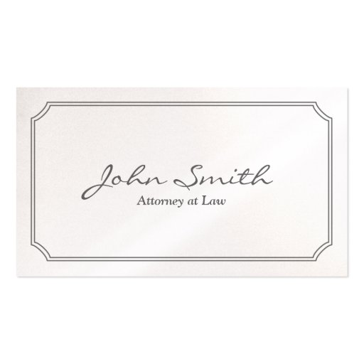 Classic Pearl White Attorney Business Card (front side)