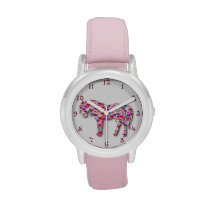 Classic Pink Heart Horse Pony Watch at Zazzle