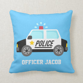 Classic  Police Car with Siren For Boys Room Pillow