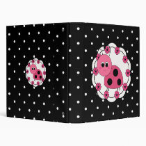 Classic Polkadots & Pink Ladybug 3 Ring Binder
