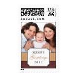 Classic portrai brown striped band Christmas photo Stamp