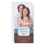 Classic portrait blue stripe band Christmas photo photo cards