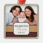Classic portrait brown stripe band Christmas photo Christmas Tree Ornament