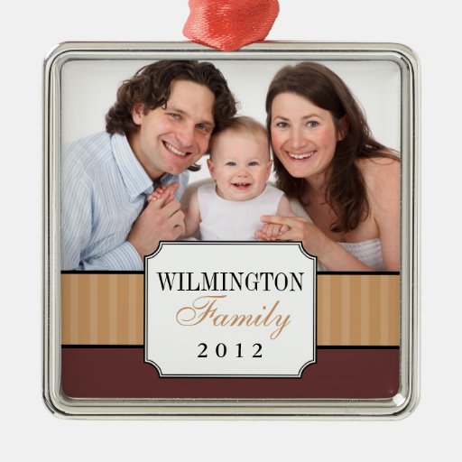 Classic portrait brown stripe band Christmas photo Christmas Tree Ornament