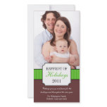 Classic portrait green stripe band Christmas photo photo cards