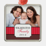 Classic portrait red stripe band Christmas photo Christmas Ornaments