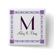 Classic purple and blue diy logo pinback button