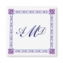 Classic purple and blue diy logo fridge magnets