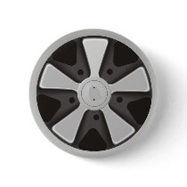 Classic racing car gift: 911 inspired Fuchs wheel Pinback Button