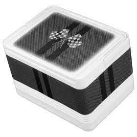 Classic Racing Flags Stripes in Carbon Fiber Style Igloo Drink Cooler