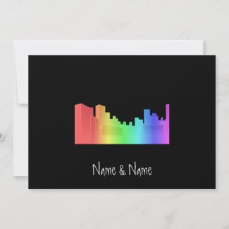 Classic Rainbow Skyline on Black Background LGBT invitation