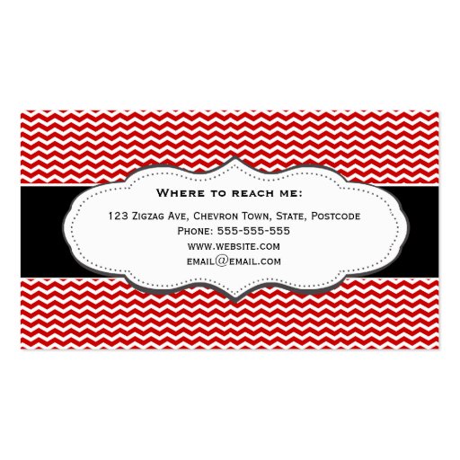 Classic Red Chevron Business Card (back side)