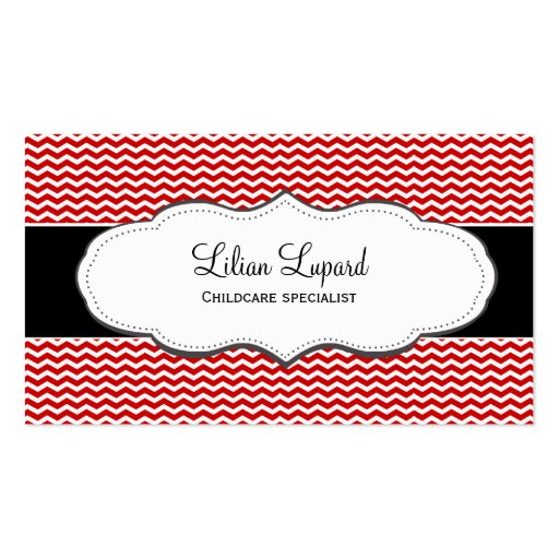 Classic Red Chevron Business Card (front side)