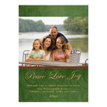 Classic red green christmas holiday photo card custom invitation