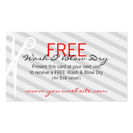 Classic Red Hair & Beauty Coupon Business Card Template (back side)