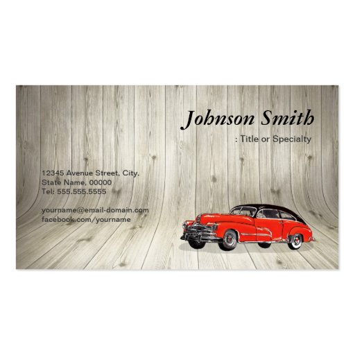 Classic Red Muscle Car - Unique Automotive Business Cards (back side)