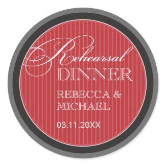 Classic Red Pinstripe Rehearsal Dinner Sticker