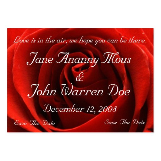Classic Red Rose Save the Date Card Business Card (front side)