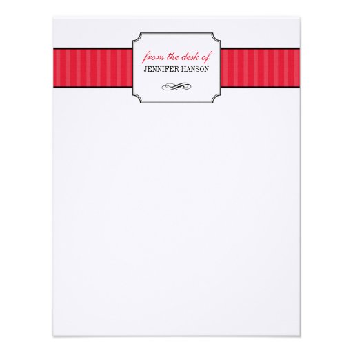 Classic red stripes from the desk of stationery announcements