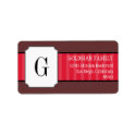 Classic red stripes monogram return address label