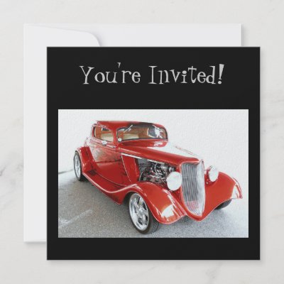 Classic Red Vintage Car You're Invited by CountryCorner