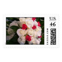 Classic Red & White Rose Bouquet postage