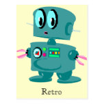 Classic retro green robot post cards