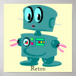 Classic retro green robot print
