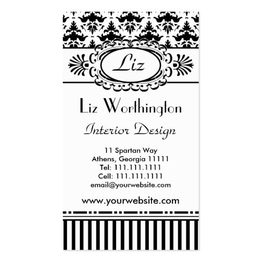 Classic Retro Pink and Black Paris Chic Business Card (front side)