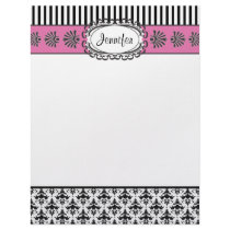 Classic Retro Pink and Black Paris Chic Letterhead Template