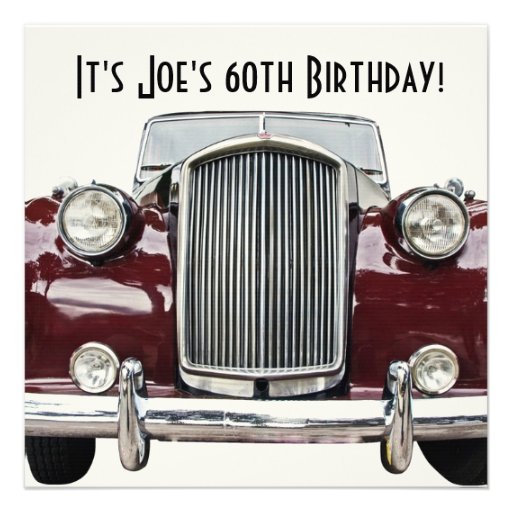 Classic Retro Vintage Car Birthday Party Invites (front side)