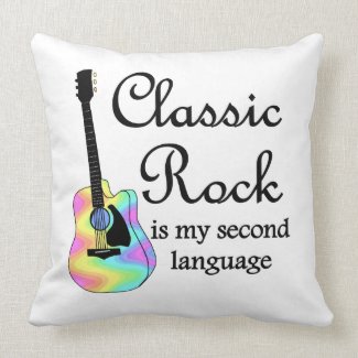 Classic Rock is my second language Throw Pillow