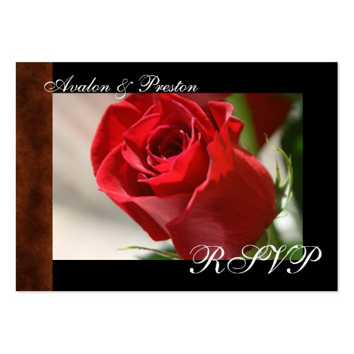 Classic Rose & Leather Look RSVP Card Business Card Templates (front side)