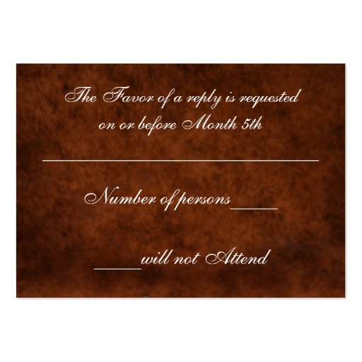 Classic Rose & Leather Look RSVP Card Business Card Templates (back side)