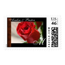 Classic Rose & Leather Monogram Postage Stamp